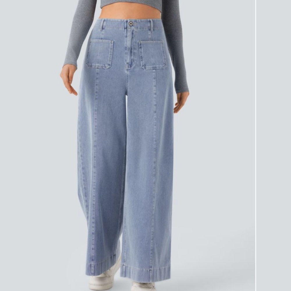 HALARA Light Blue wide leg denim